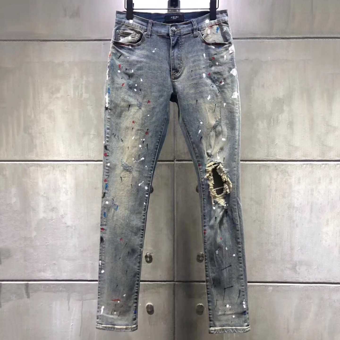 Artist broken jean dirty sales indigo